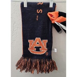 New w/Tags Auburn Tigers Football Sports Knit Scarf with Fringe And Gloves